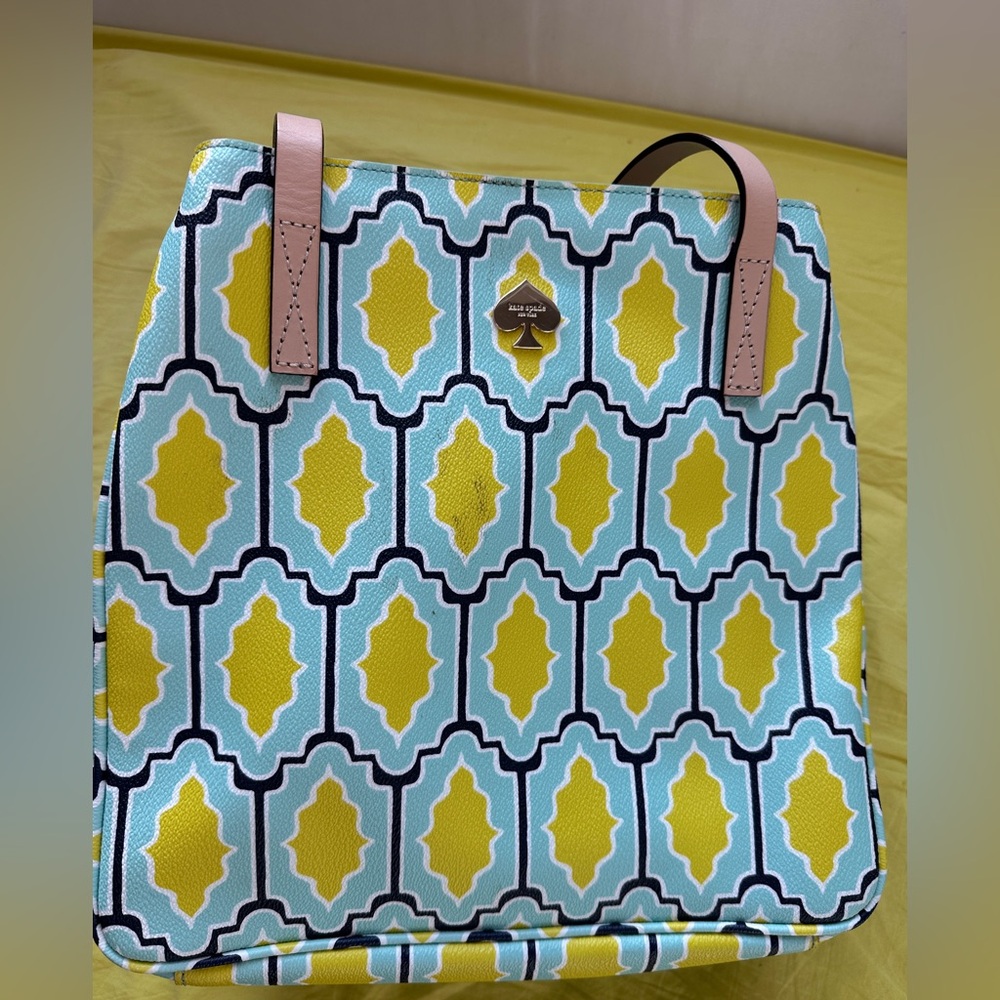 Kate Spade Geometric Blue and Yellow Tote